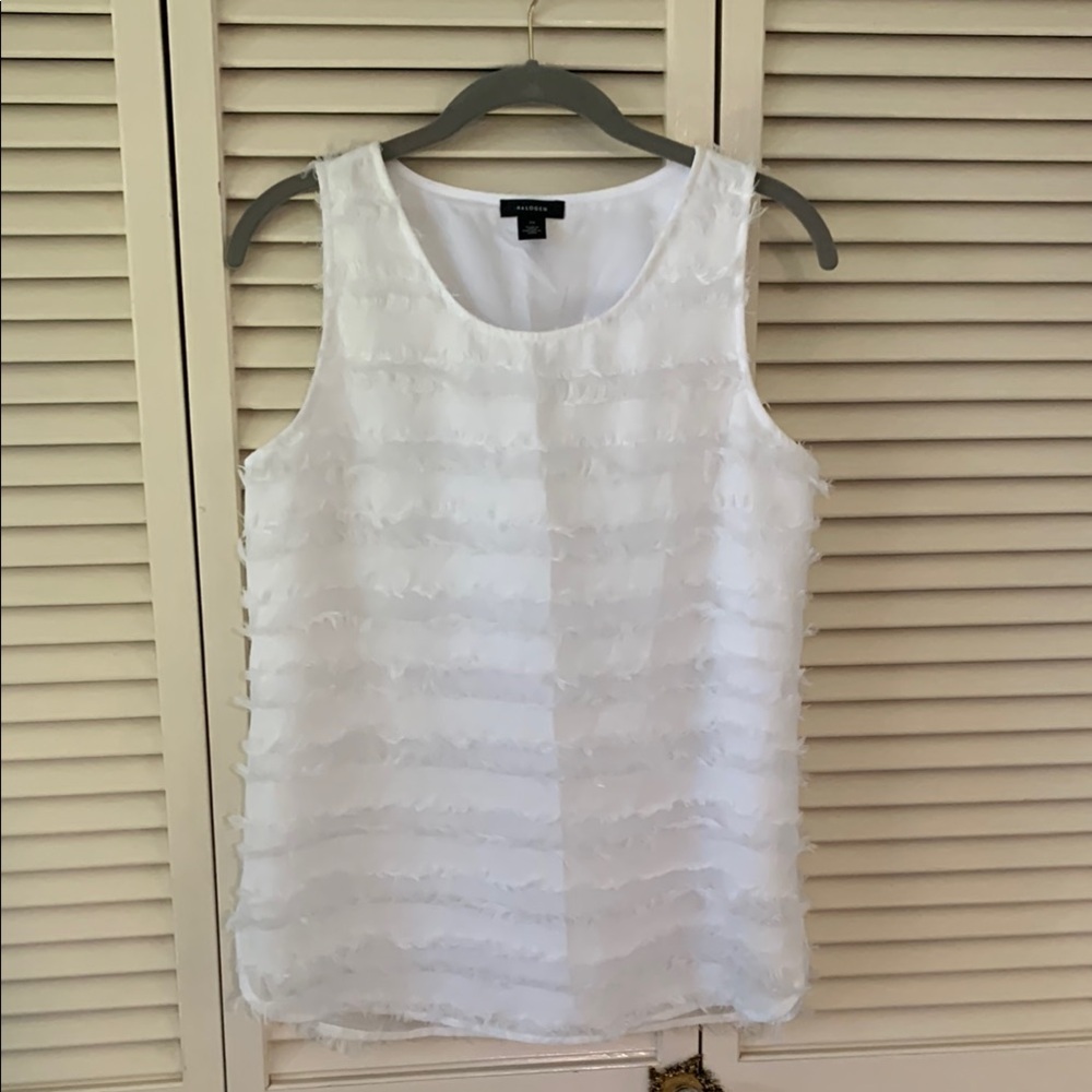 NWOT Nordstrom Halogen White Ruffled Sleeveless Tank Top